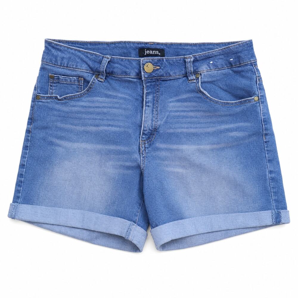 d.jeans Women’s Size 14 Blue Stretch Denim Shorts Cuffed Hem Mid Rise